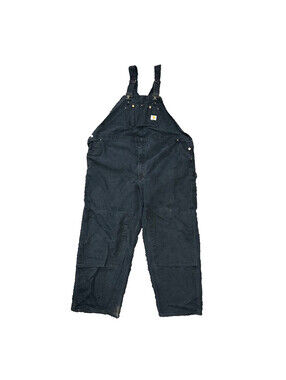 Vtg Carhartt Bib Overalls Made in USA Double Knee Mens Size 54X32 RO1 BLK